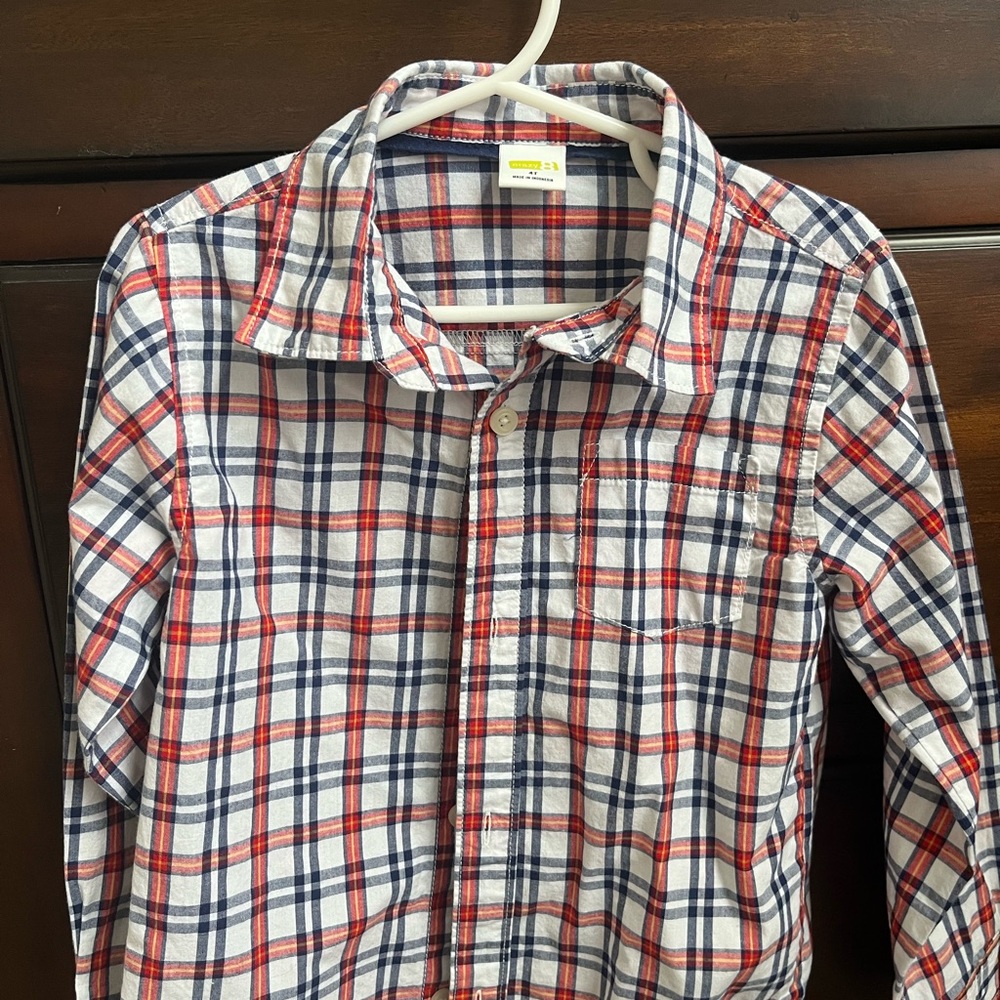 Crazy 8 Red and Navy Plaid Button-Down Shirt